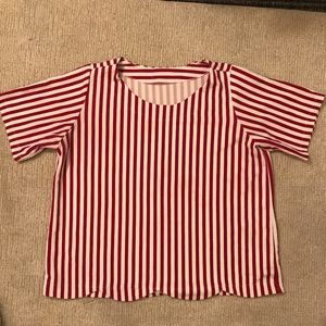 White and Red Stripe Shirt
